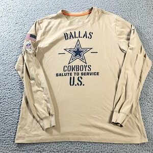 Dallas Cowboys Shirt Mens XL Khaki Tan Long Sleeve NFL Football Nike Dri Fit